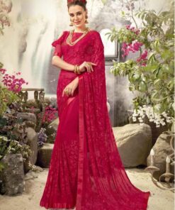Pink Georgette Embroidered Saree