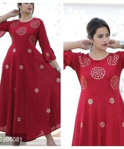 Magnetic Red Colored Cotton Kurti