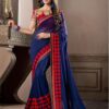 Navy Blue Color Embroidered Georgette Saree