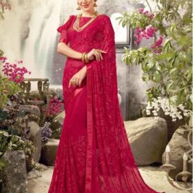 Pink Georgette Embroidered Saree
