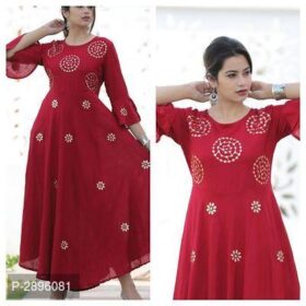 Magnetic Red Colored Cotton Kurti