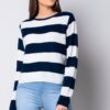Navy Striped Round Neck Sweater